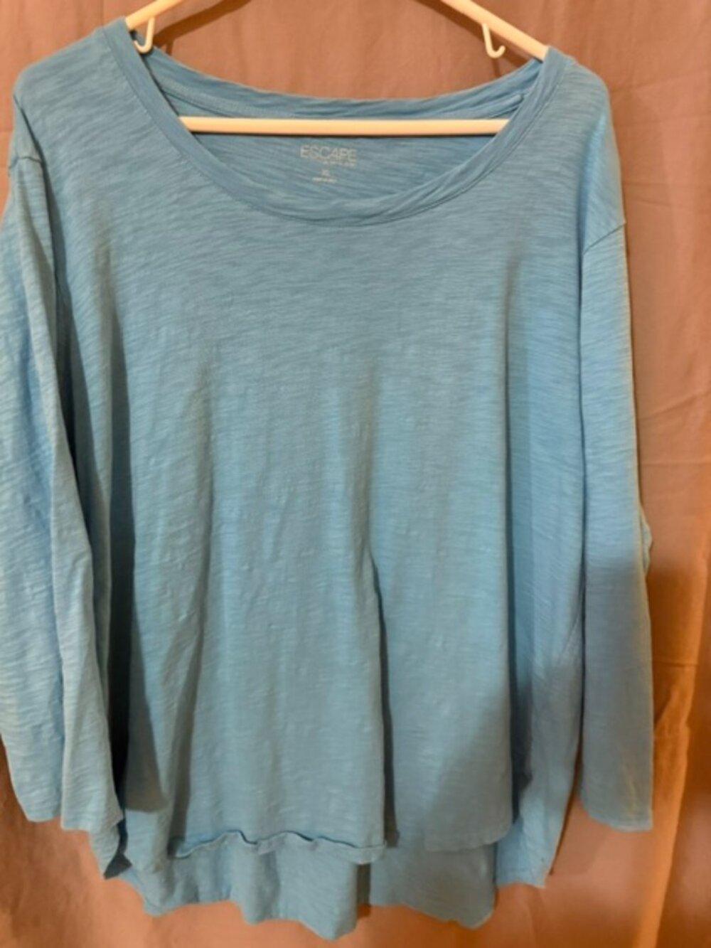 Escape by Habitat Clothes XL Blue Slub Knit Hi-Low Long Sleeve Top SKU202